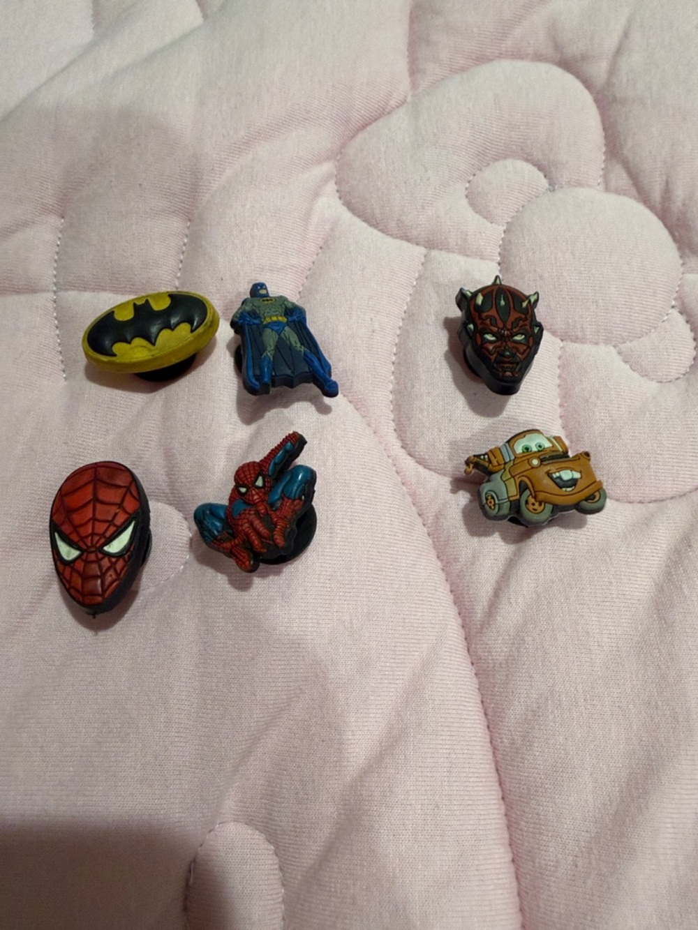 Jibbitz Kids Superhero & Character Shoe Charms in Red, Blue, Yellow, Brown